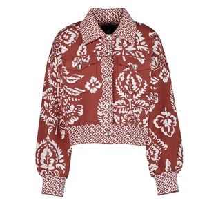 Rachel Zoe Jacquard Tapestry Cropped Sweater Jacket, Boho Chic Floral NWT,Medium